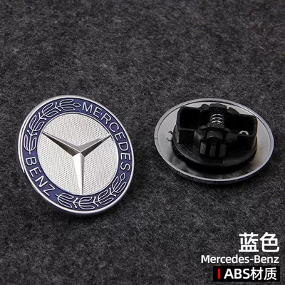 Suitable for Mercedes-Benz hood emblems, including the flat emblem and the wheat stalk emblem, for C-Class, E-Class, and S-Class models, as well as for W204 hood modifications (Car logo) - standard-blue
