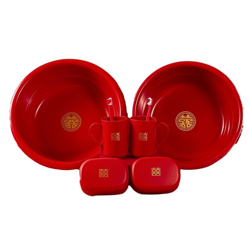 Cuenca de bodas roja, suministros de boda, boda, boda, boda, dote, lavabo de plástico