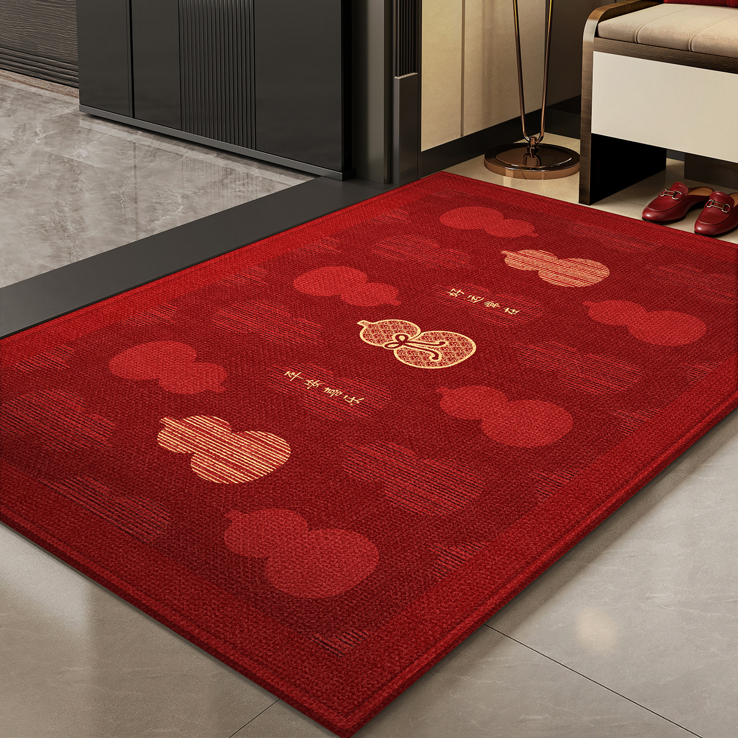 New Entrance Floor Mats, Entrance Door Mats, Home Housewarming Door Non-Slip Mats, Entrance Festive Carpets, Red Foot Mats
