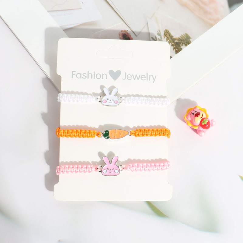 Cross-Border New Style Enamel Cute Rabbit Carrot Woven Bracelet, Creative Colorful Jewelry for Friendship Gifts for Best Friends Cross-Border New Style Enamel Cute Rabbit Carrot Woven Bracelet, Creative Colorful Jewelry for Friendship Gifts for Best Friends