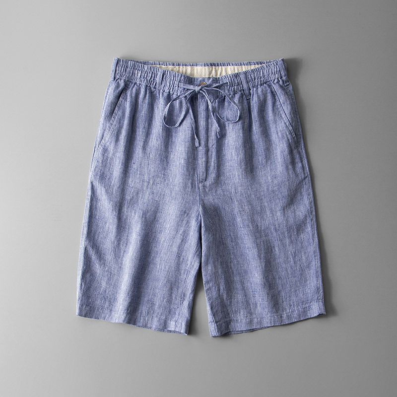 Summer Thin Linen Men's Casual Pants Loose plus size Pants Five-point Pants with Loose Waist Middle Pants Cotton and Linen Beach Shorts