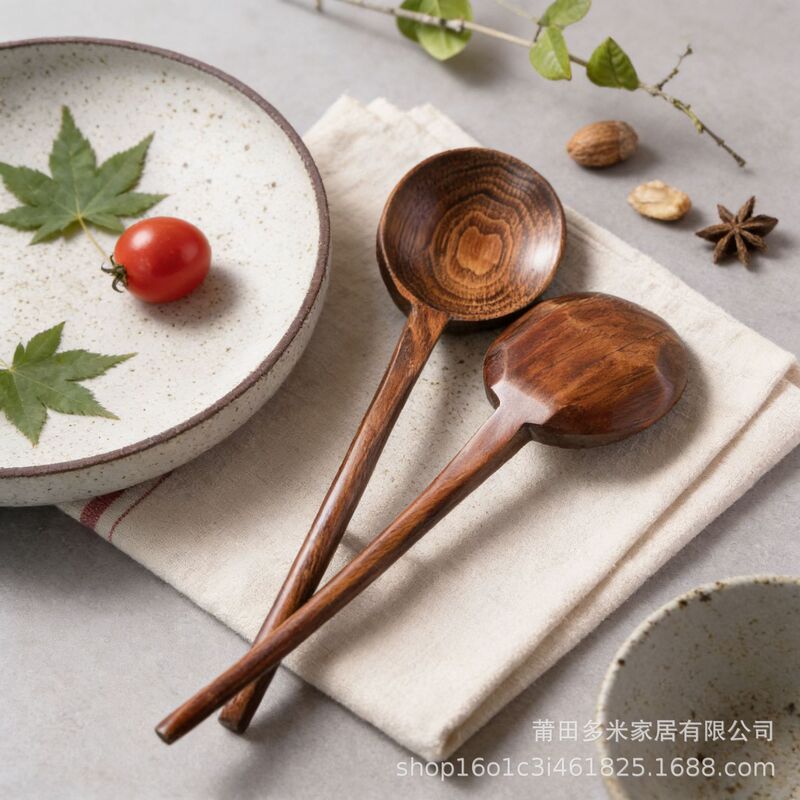 Wholesale Japanese-Style Wooden Soup Spoon for Home Use, Creative Turtle-Back Long Handle Retro Wooden Large Spoon, Tableware for Commercial Use, Customizable Wholesale Japanese-Style Wooden Soup Spoon for Home Use, Creative Turtle-Back Long Handle Retro Wooden Large Spoon, Tableware for Commercial Use, Customizable