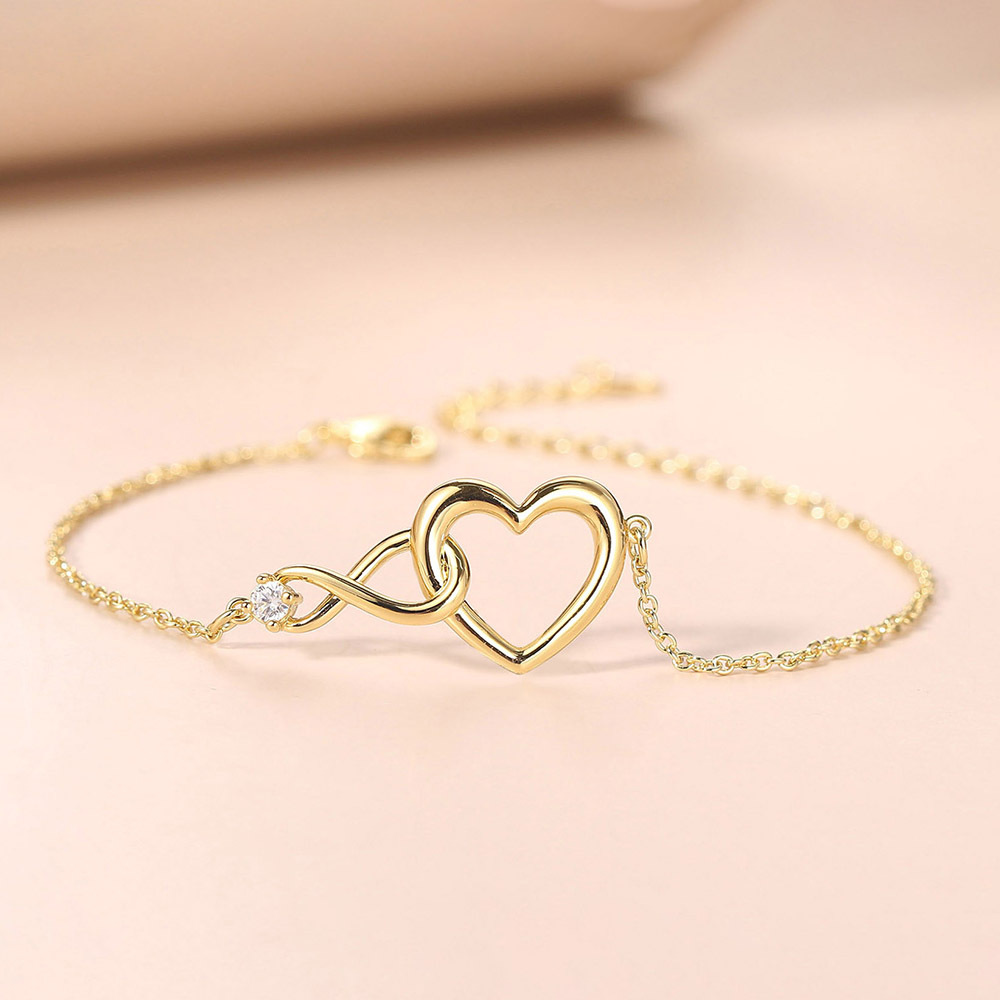 Elegant Heart Shape Copper Plating Zircon Bracelets