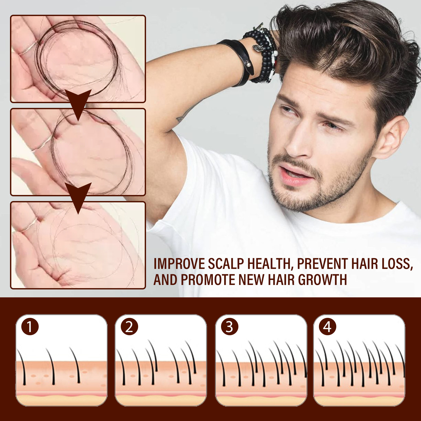 OUHOE Ingvera augšanas esence. Mitrinoša, barojoša, izturīga, atjauno matu folikulu bojājumus, sausiem, apmatotiem matiem._voghion.com