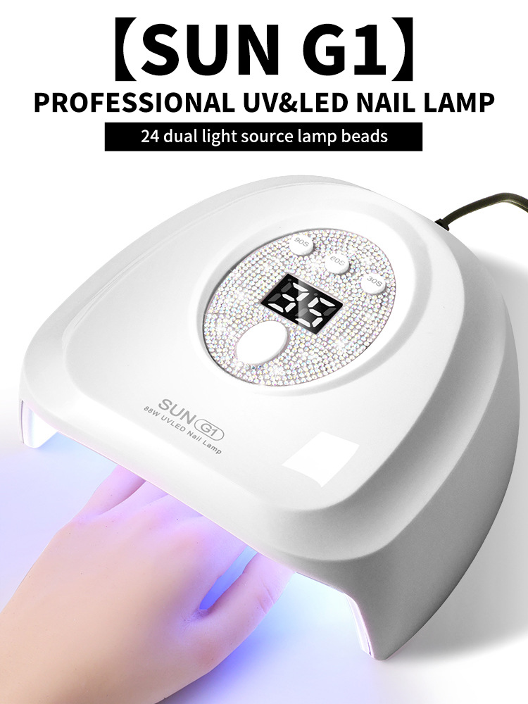 USB LED nail dryer lamp, fast-drying, rhinestone-decorated