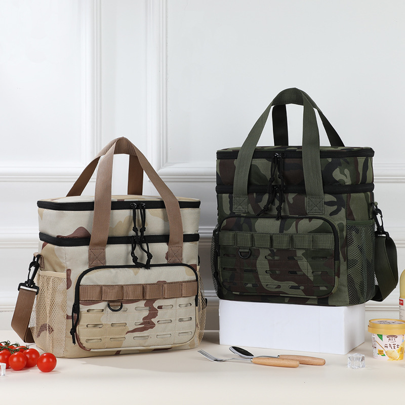 Nuevo paquete de aislamiento de camuflaje militar transfronterizo portátil al aire libre de gran capacidad paquete de hielo bolsa de almuerzo bolsa de almuerzo