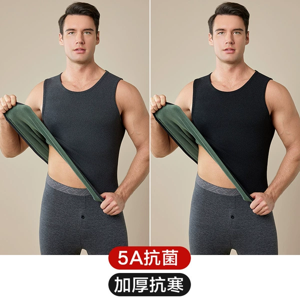 37 degree constant temperature plus fleece vest for men [black + dark gray]