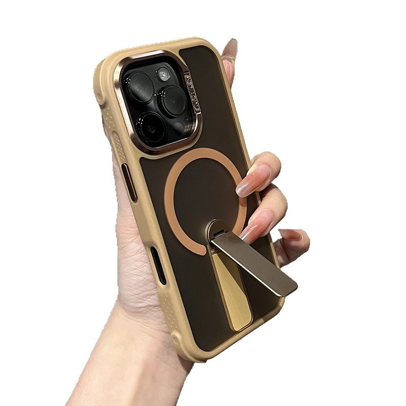 适用iPhone17promax手机壳磁吸旋转支架肤感四角防摔苹果16保护套|undefined