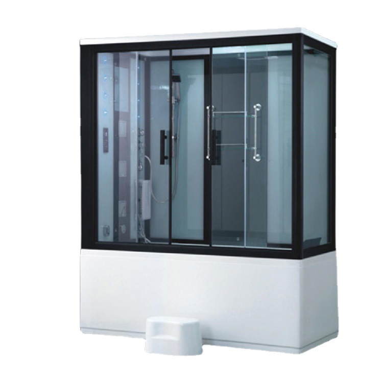 Sala de vapor integrada de 1,8 m con ducha de bañera sala de vapor húmeda sala de vidrio negro integrado 1,85 M