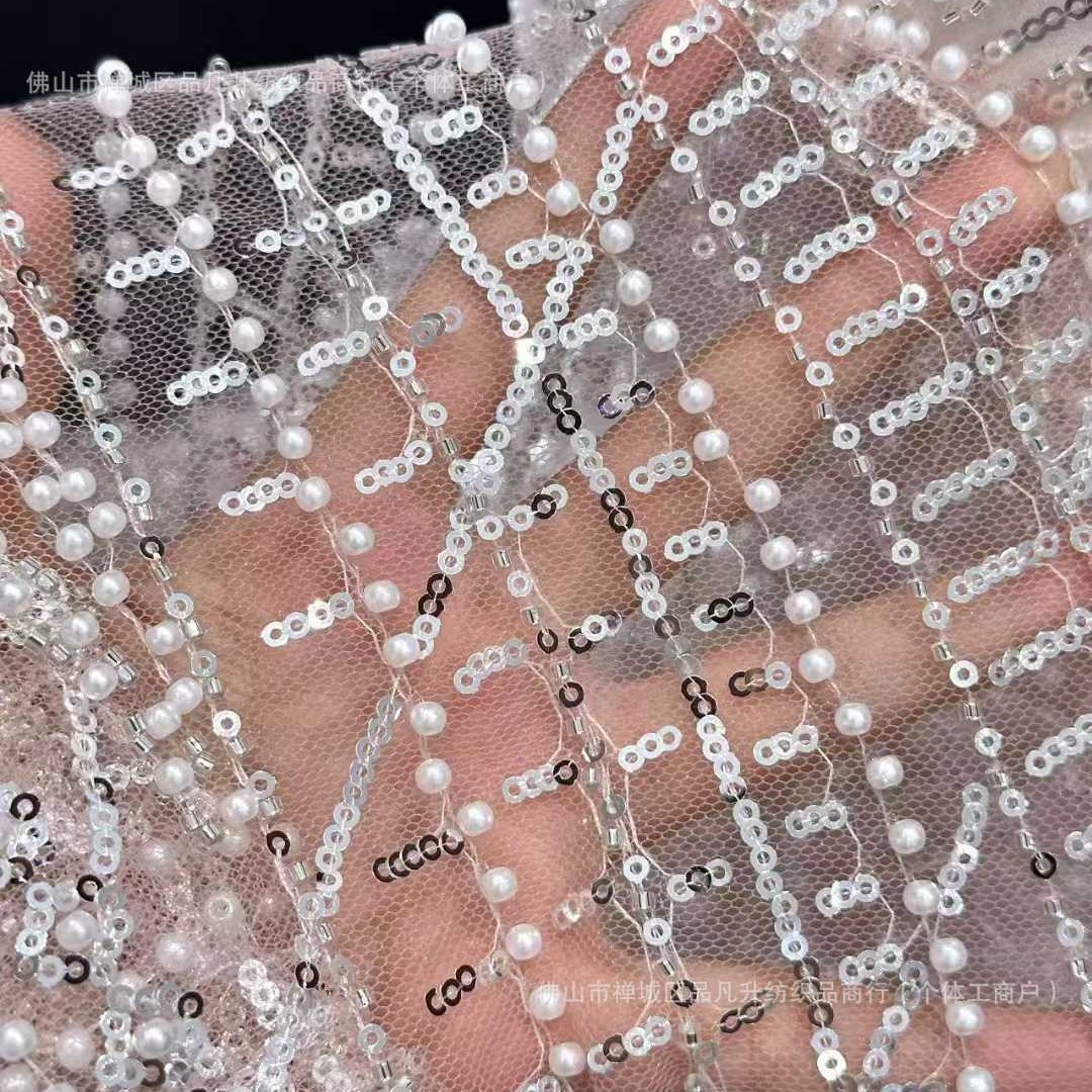 Fabrica de cuentas de burbujas sequinilla al por mayor Europa y América moda vestido de noche tela de moda tela bordada