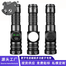 跨境led强光手电筒多功能内置锂电池变焦电筒户外usb充电塑料手电