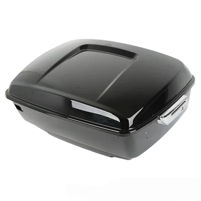 Motorcycle Accessories Harley Road King Glide High-End Trunk with Lock and Speaker Hole (Motorcycle trunk) - bright-black-electroplated-lock