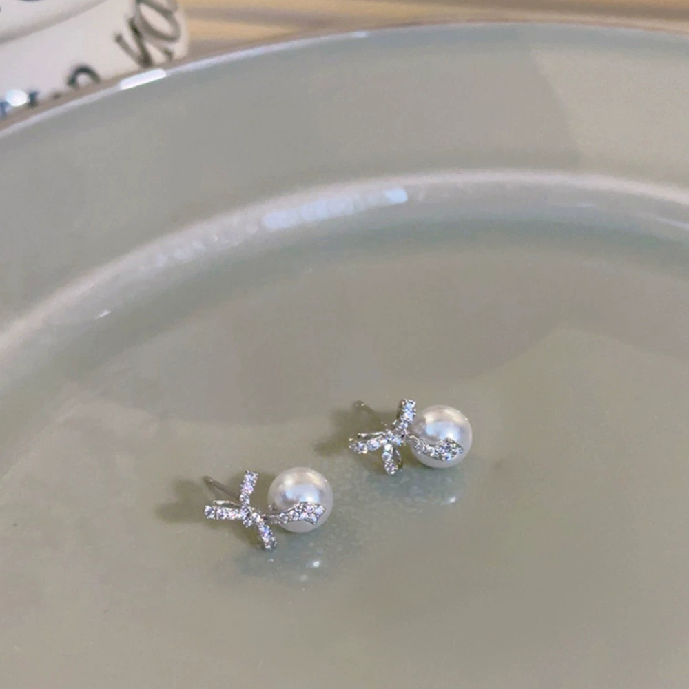 Earrings from pearl, small design ear clips, silver 925 sample