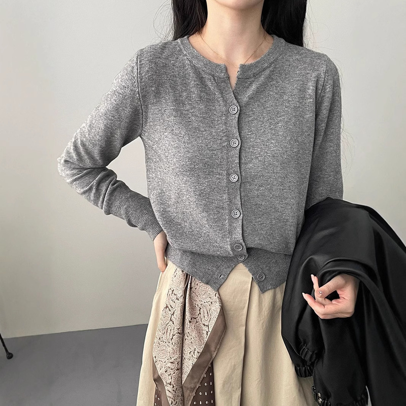 Le Ding ~ Korean Style Gentle Pink Sweater Women's Soft Waxy Skin-Friendly Knitted Sweater Small Cardigan Crew Neck Sweater Coat Women Le Ding ~ Korean Style Gentle Pink Sweater Women's Soft Waxy Skin-Friendly Knitted Sweater Small Cardigan Crew Neck Sweater Coat Women