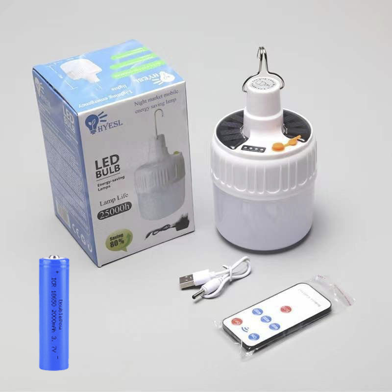 Pequeña venta al por mayor] Bombilla LED de carga solar de doble propósito camping luz puesto luz mercado nocturno puesto de luz bombilla