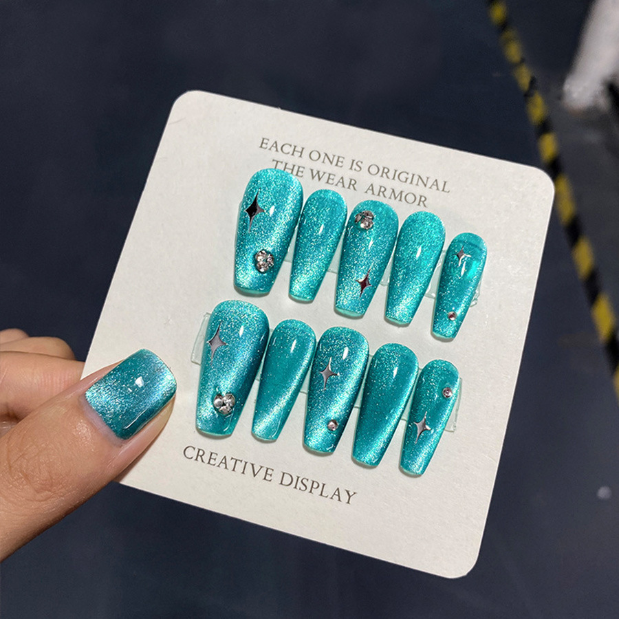Turquoise Blue cat eye autumn and winter Cat Eye Nail Polish glue 2023 new online popular manicure Special