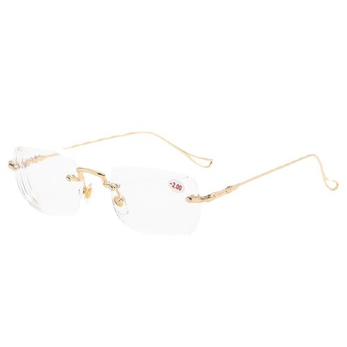 Unframed high-definition blue light blocking reading glasses for middle-aged and elderly people, round plastic frames for both men and women, similar to female celebrities' glasses model Q
