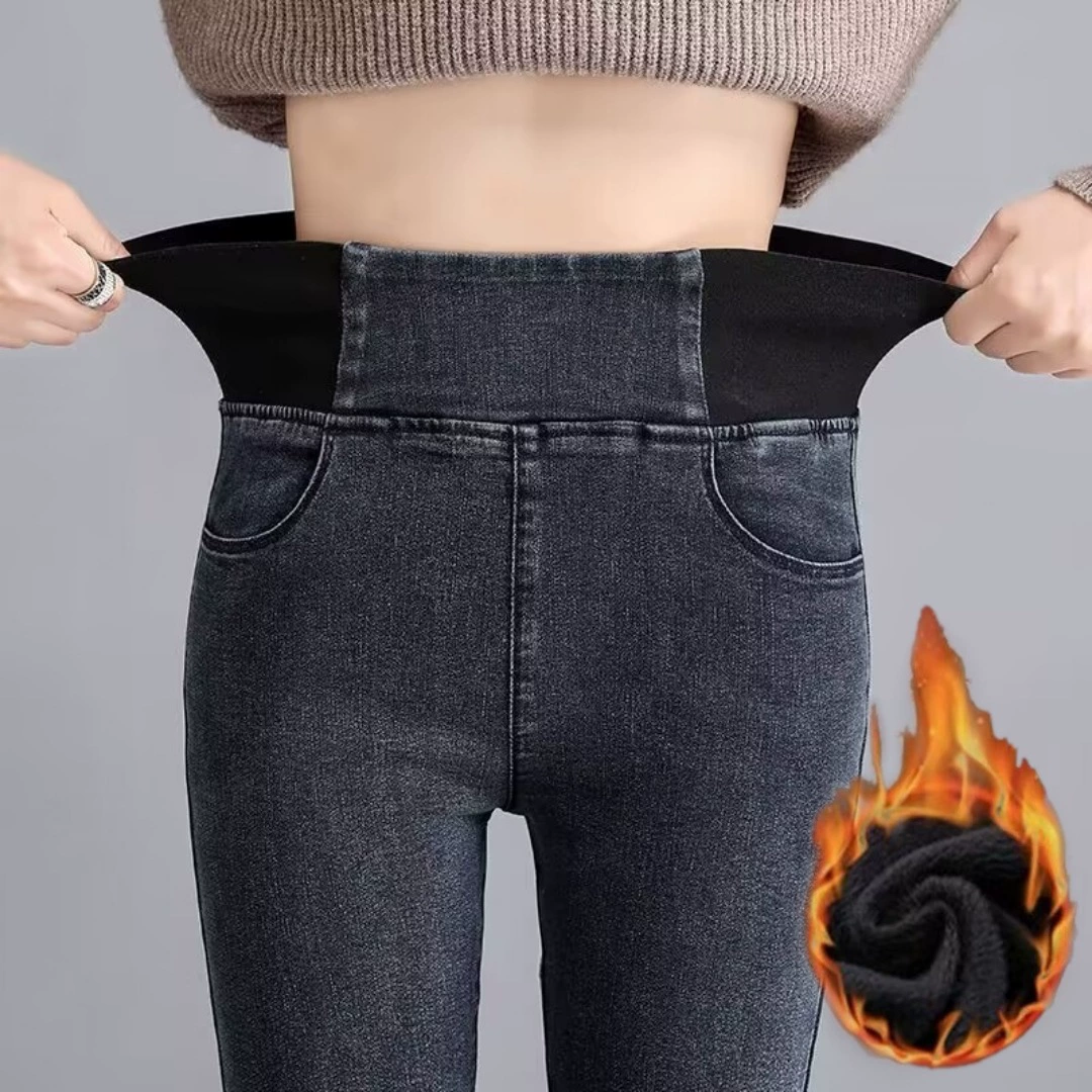 Брюки-карандаш с высокой талией Женская осень-зима плюс бархат большого размера толстый мм стройный эластичные эластичные эластичные эластичные брюки с длинной талией