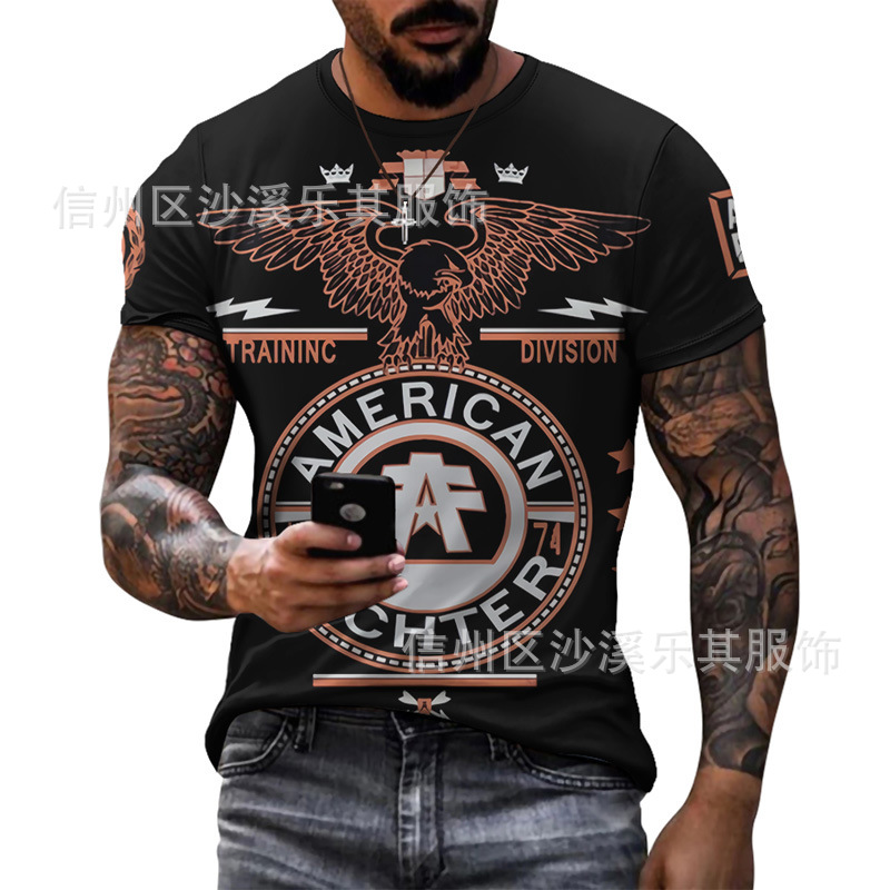 Camiseta de manga corta de marca de moda europea y americana, patrón geométrico para hombres 2024, top delgado de cuello redondo de media manga de moda de verano