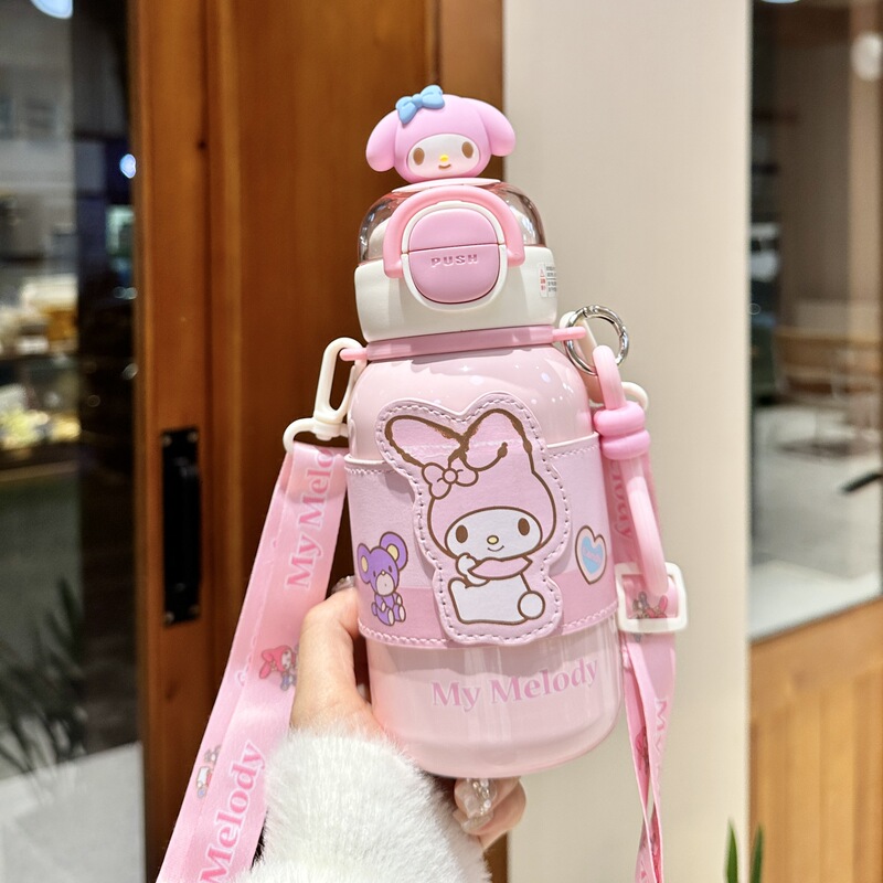 クロミ子供用魔法瓶カップ、通学女子用、ランドセルに収納可能、ダブルドリンクカップ、2025年新作ストローウォーターカップ|undefined