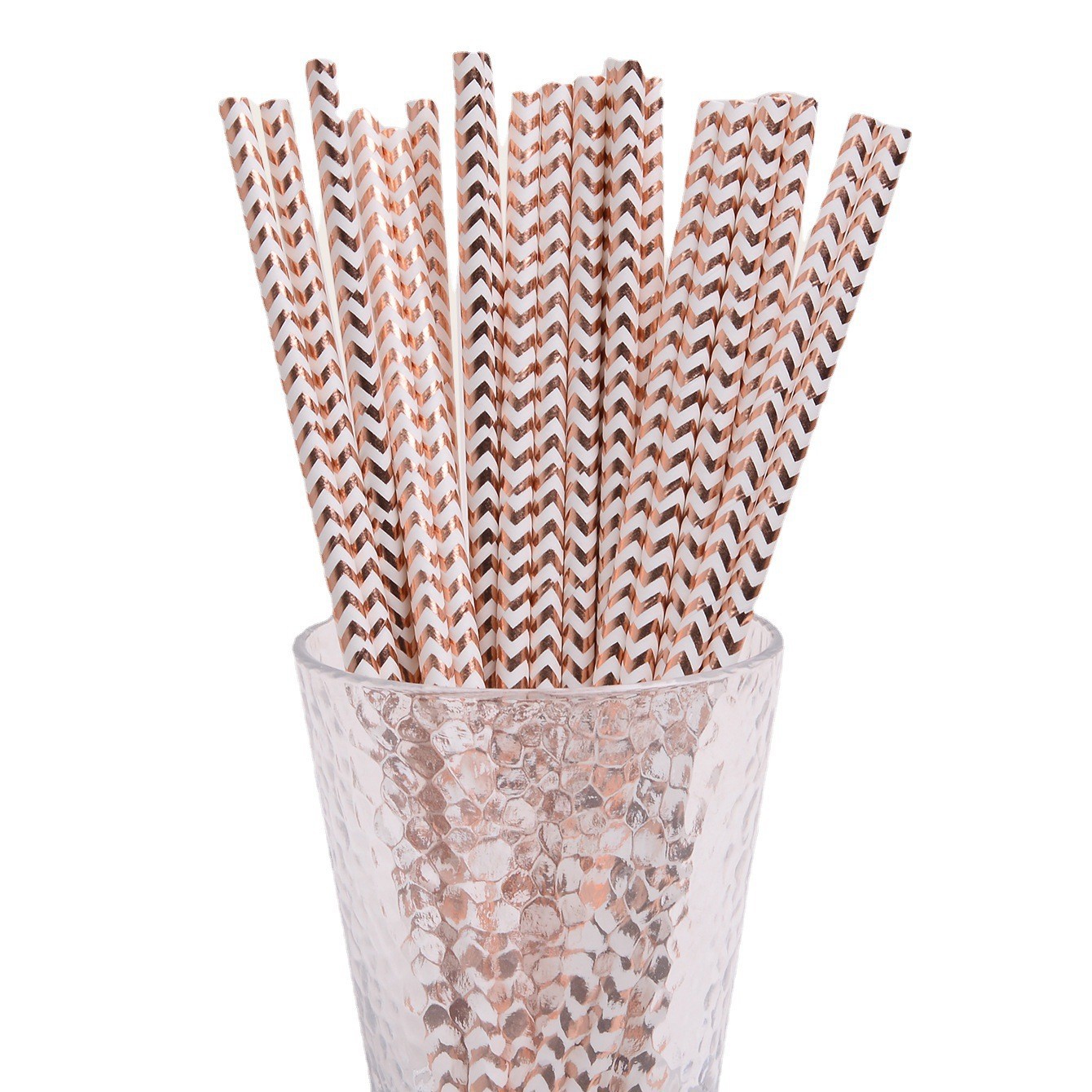 Una gran cantidad de en stock paja de papel desechable al por mayor paja de papel degradable dorado rayado oro rosa transfronterizo