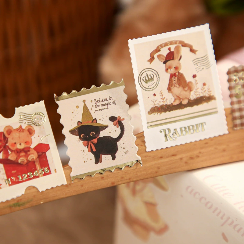 Пакет наклеек Mr. Paper Bear Gift Series Retro Cute Pet Stamp Material Handbook Gift Box Decorative Sealing Sticker