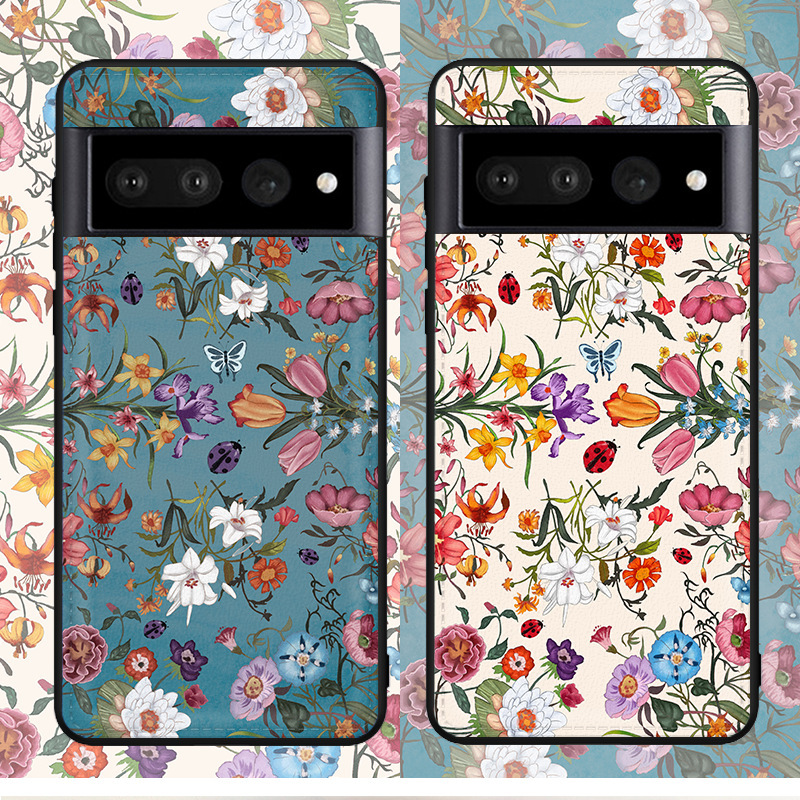 Suitable for Google Pixel7pro Phone Case Leather Pattern Painted 6a Protective Case 8Pro Trendy Brand ins Small Floral