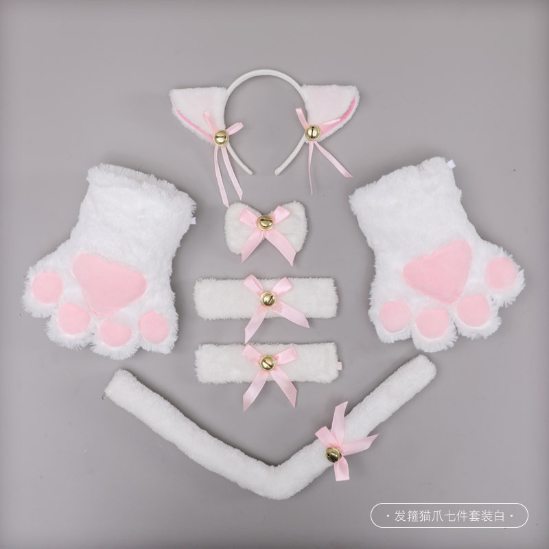 Entrega de una sola pieza lindo gato Cosplay accesorios orejas de gato diadema garra de gato guantes cola de gato accesorios traje