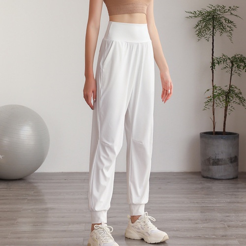 Autumn and winter nylon high-waisted yoga sports trousers for women, loose slimming casual running training fitness leggings sweatpants