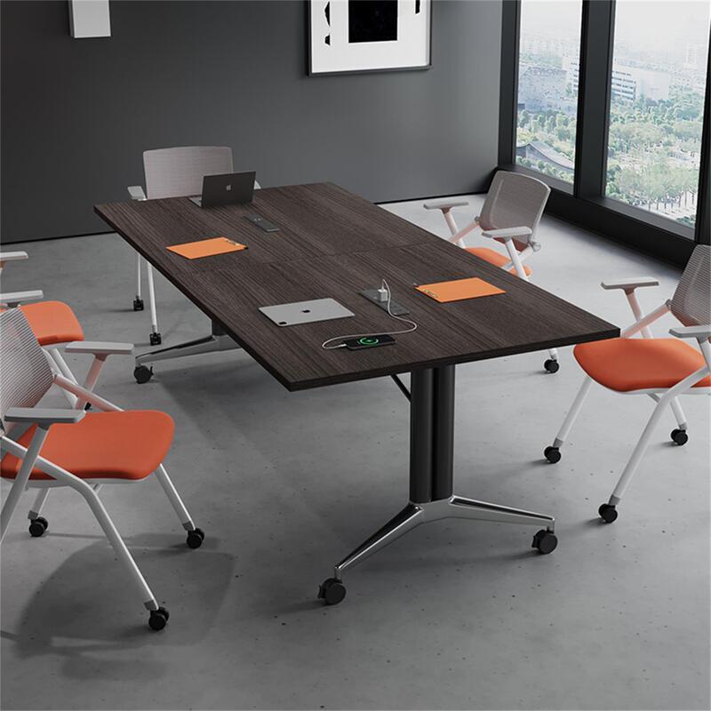 Movable Folding Conference Table, Long Table, Training Table, Telescopic Splicing Office Desk with Wheels, Extra Large and Detachable