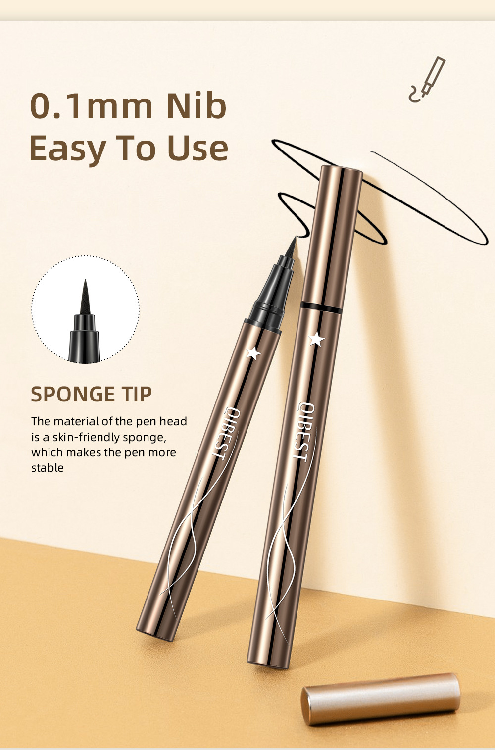 QIBEST Cross-border Ultra-fine eyeliner Liquid: Smooth, flowing, long-lasting without smudging, quick-drying, beginner eyeliner waterproof wholesale undefined