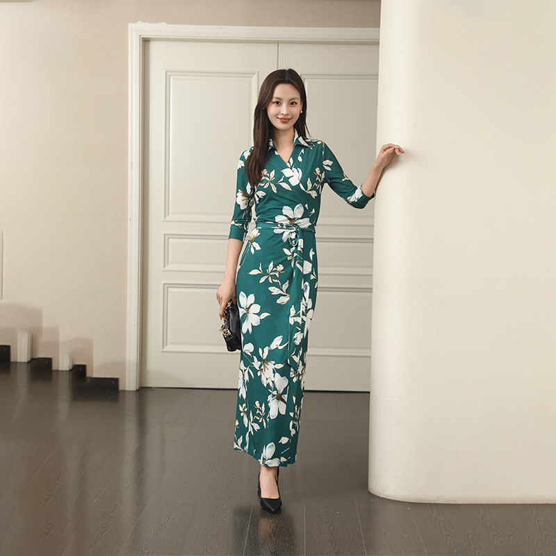 Green Gardenia V Neck Elastic Wrap Skirt Elegant White Dress Long Skirt Pg Dvf2025 New Summer Style Green Gardenia V Neck Elastic Wrap Skirt Elegant White Dress Long Skirt Pg Dvf2025 New Summer Style