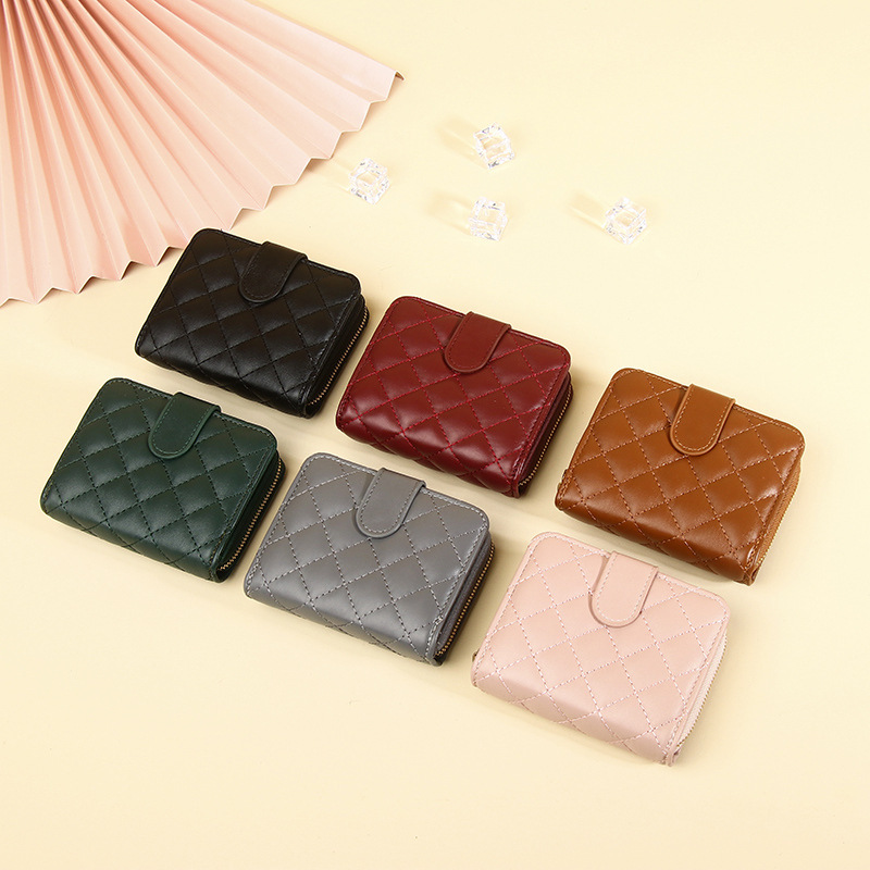Cross-Border Wallet for Women, Ins Style, Quilted, European and American Fashion, Small Wallet, Short Style, Student Korean Version, Multi-Card Slots, Coin Purse
