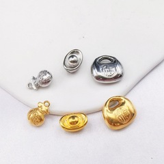 Diyアクセサリーアクセサリーチタンスチール元宝隔珠福袋ペンダント真空メッキ18k金手串古法金アクセサリー