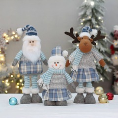 クリスマスブルー生地老人雪だるまヘラジカ格納式人形装飾品ホリデーデコレーションスポット外国貿易卸売