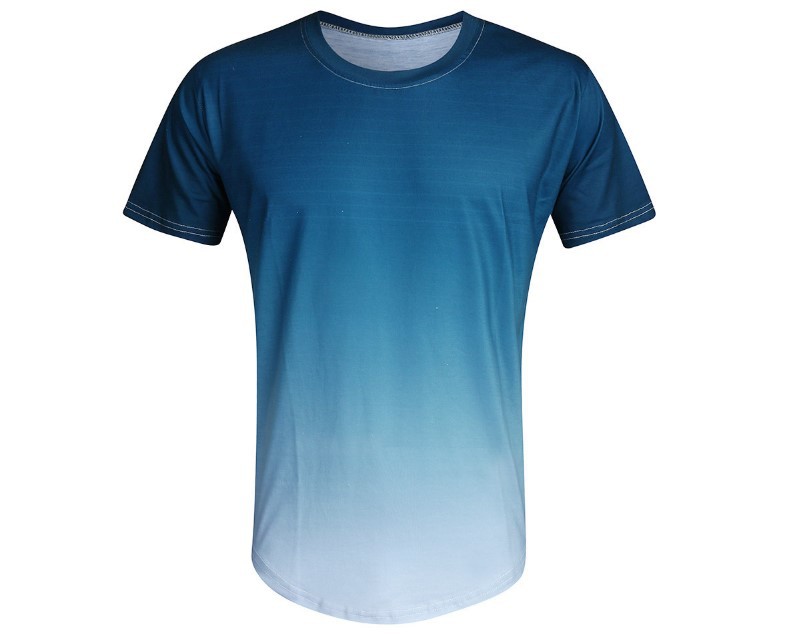 Primavera comercio exterior transfronterizo nuevos hombres europeos y americanos ocio deportes moda 3D degradado manga corta cuello redondo camiseta hombres