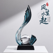 轻奢高档酒柜摆件电视柜玄关家居装饰品办公室风生水起客厅高级感