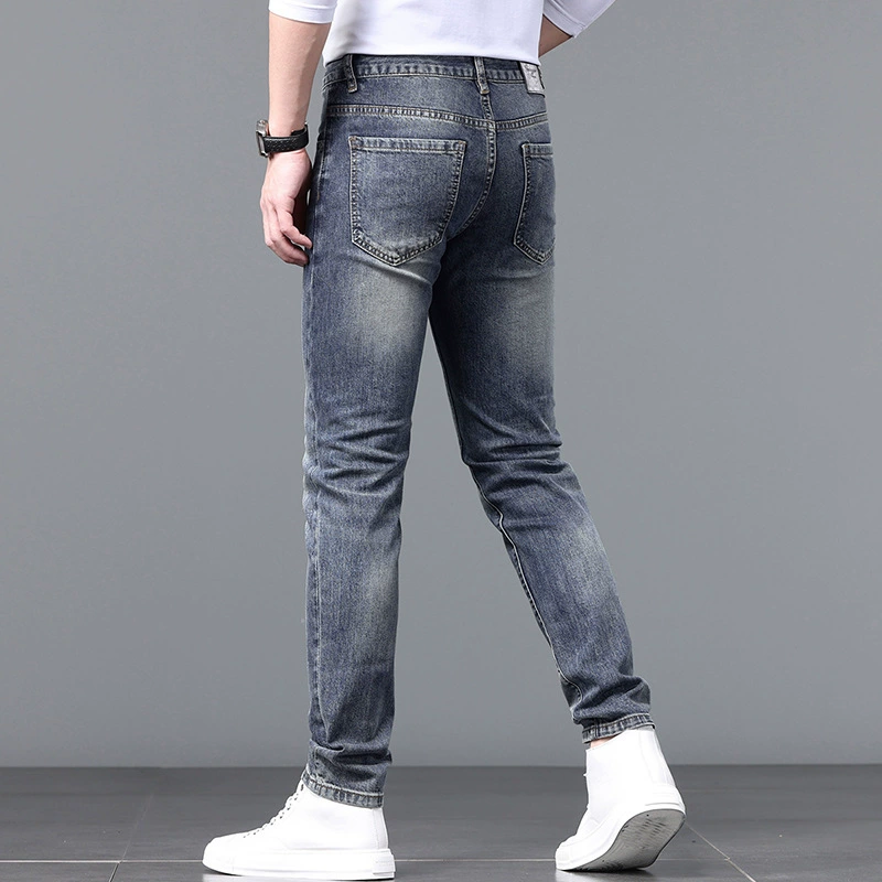 Мужские летние эластичные джинсы, casual брюки, slim fit