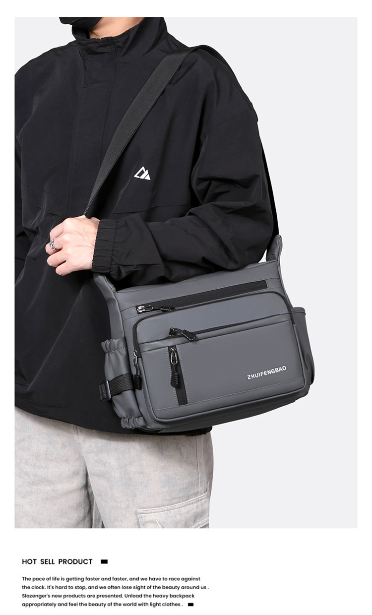 Cross-border men's single-shoulder bag, multi-layer large-capacity crossbody bag, fashionable and lightweight motorcycle bag, travel water-resistant small backpack undefined