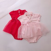 寶寶周歲禮服女童連體衣嬰兒百天夏裝薄款滿月衣服洋氣公主裙