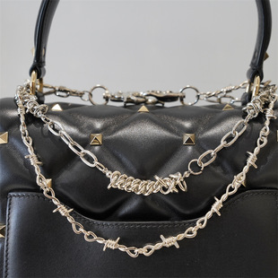 New Platinum bag chain accessories Thorn double-layer handmade metal bag chain small square bag portable decorative hanging chain