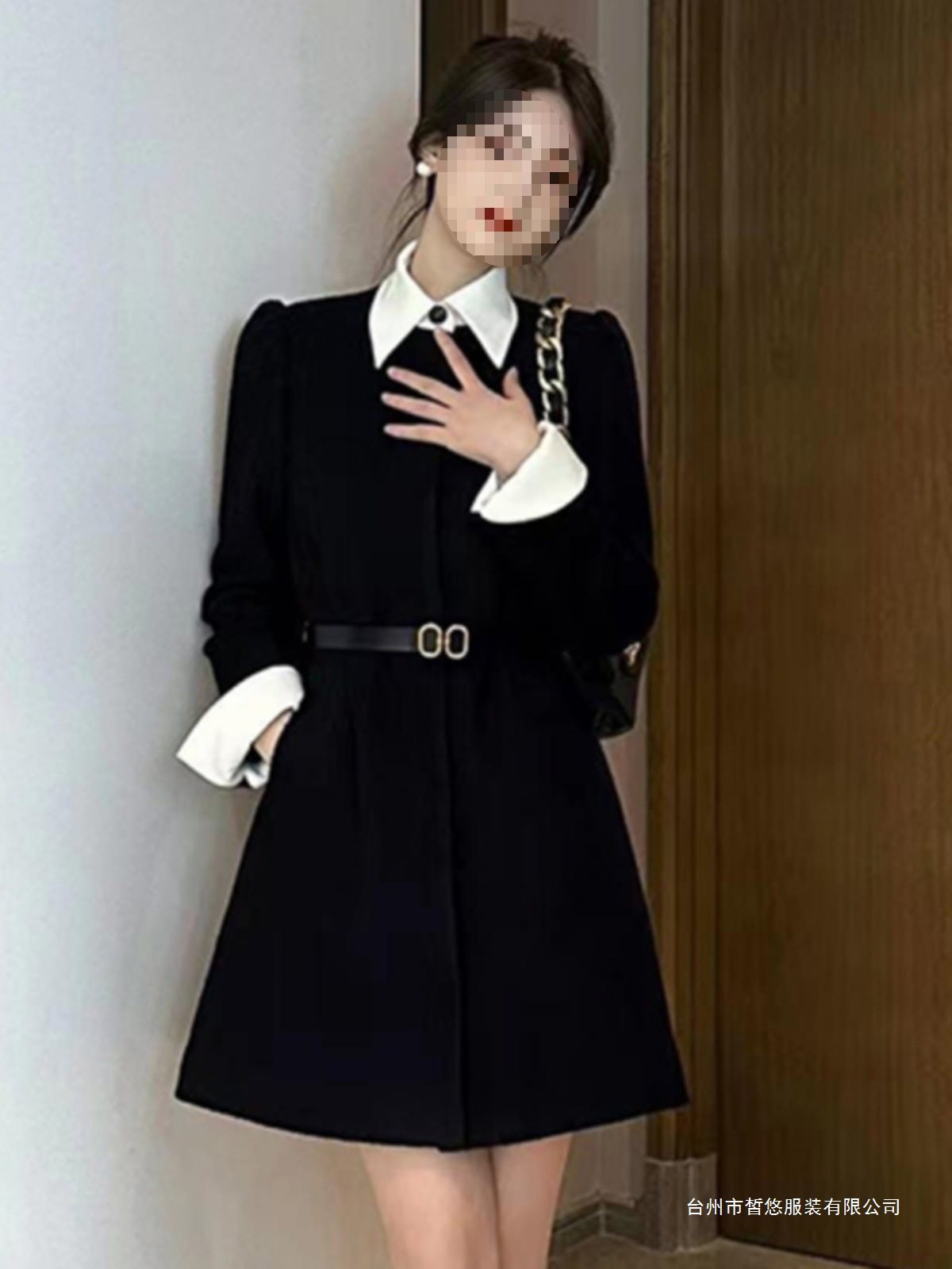 黑色小香风裙子假两件连衣裙2025秋季感气质小黑裙女2064