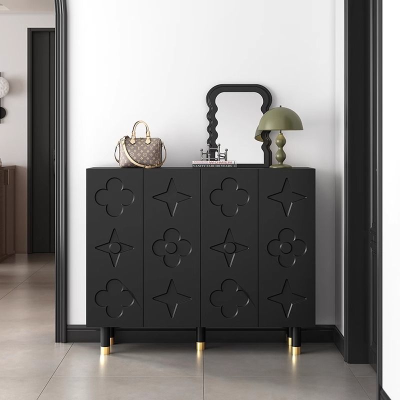 Shoe Cabinet Tall Vertical Entrance Cabinet Black Shoe Cabinet Retro Style High-End Storage Cabinet Storage Cabinet Solid Wood Shoe Cabinet