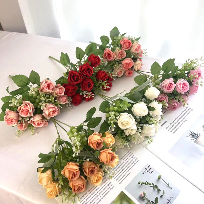 Cross -border 10 -headed tea rose simulation flower beam wedding…
