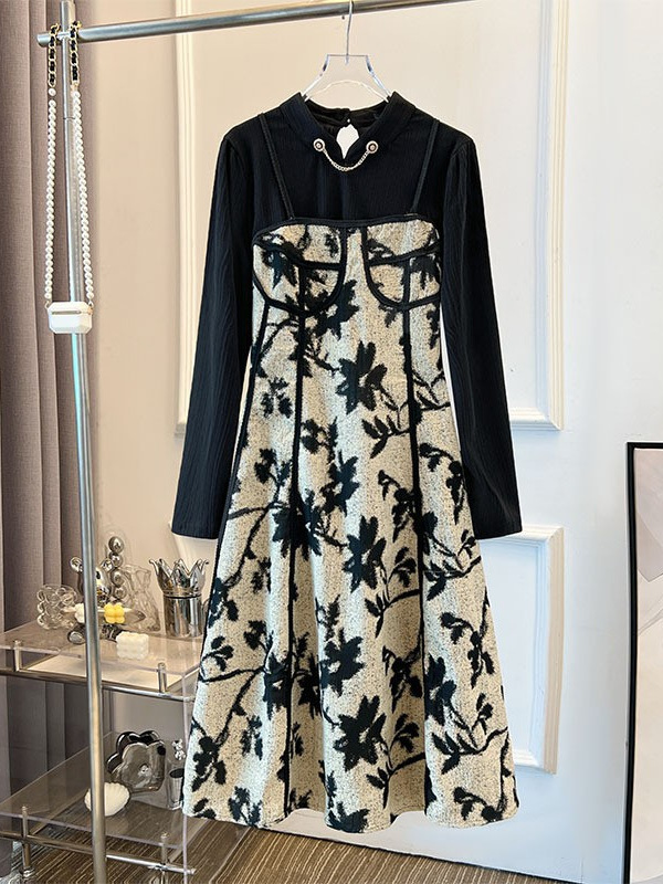 60.00 kg-150.00 kg plus size two-piece chiffon shirt suspenders dress 2025 spring and autumn new fat sister long sleeve