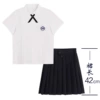 Shirt, mini-skirt, black bow tie