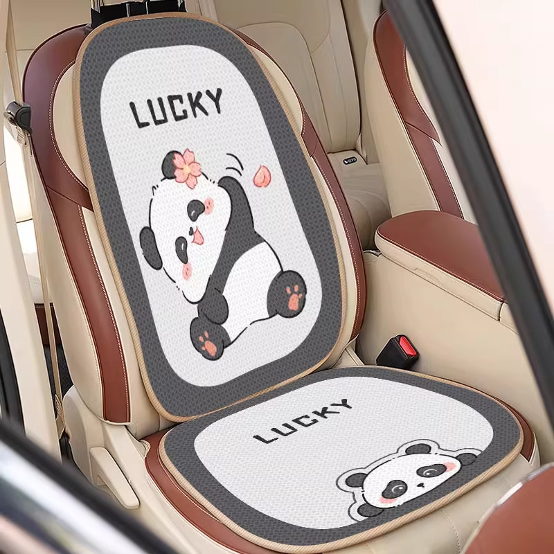 女性の四季カーマットカーシートクッションユニバーサル夏シングルピース漫画通気性冷却カーシートクッションシートカバークッション|undefined