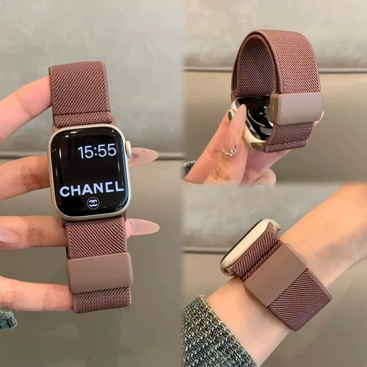 Нейлоновая плетёная магнитная пряжка ремень подходящий для iwatch10 поколения ремешок для Apple watch applewatch9876se
