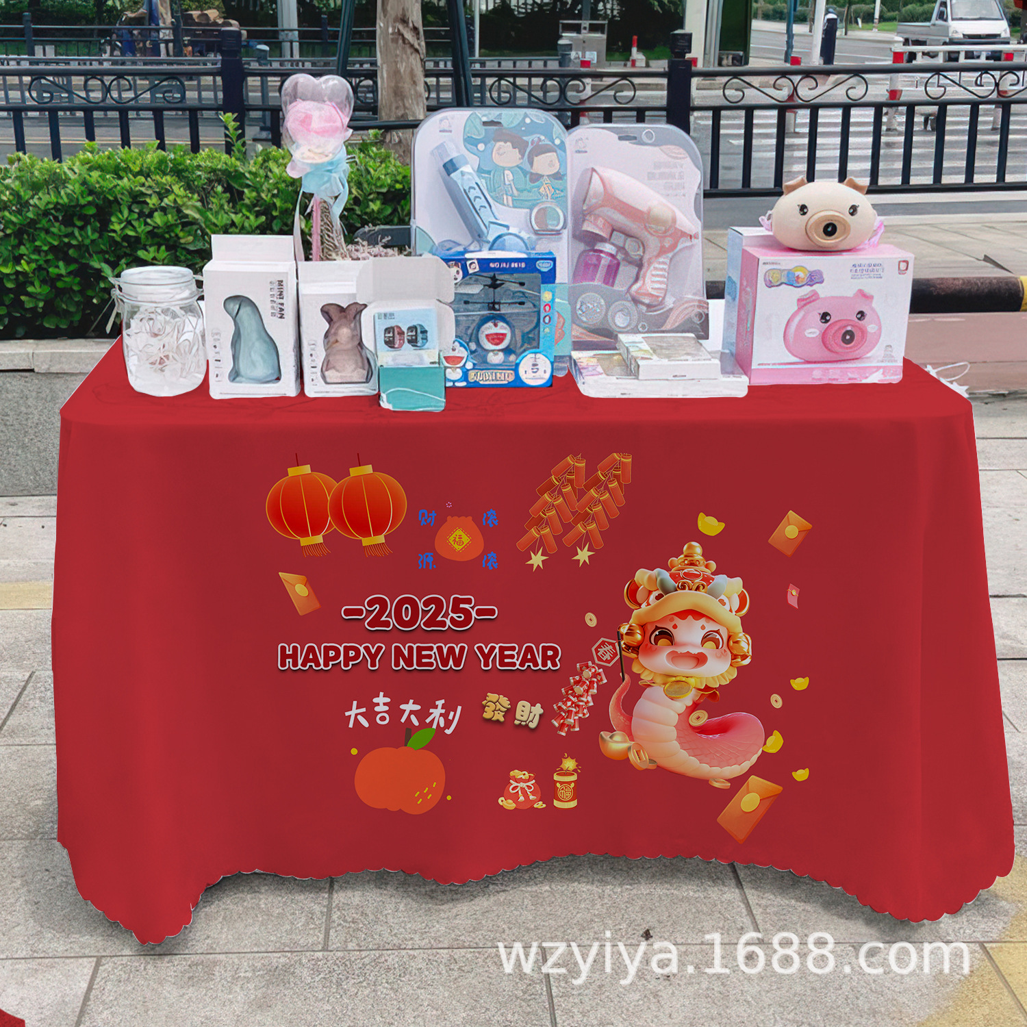 2025 Año de la Serpiente Daji puesto de tela de publicidad departamento de publicidad mercado nocturno puesto de tela de mesa carro de mesa tela de mesa acera