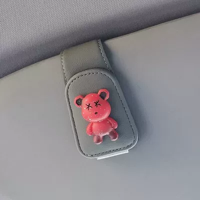 Car Glasses Clip/Bill Clip, Clip Car Sun Visor - gray-red-xx-bear